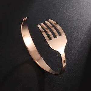 Little Mermaid Ariel Dinglehopper Foodie Rose Gold Tone Fork Cuff Bracelet
